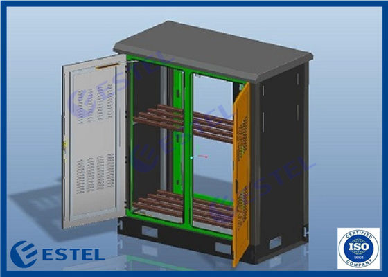 اثنين من المقصورات ISO9001 رمادي RAL7035 خزانة خارجية للاتصالات